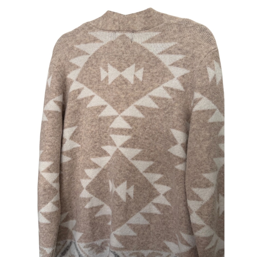 Frye Womens Southwestern Geometric Open Front Cardigan Beige Cream Large - Picture 7 of 8